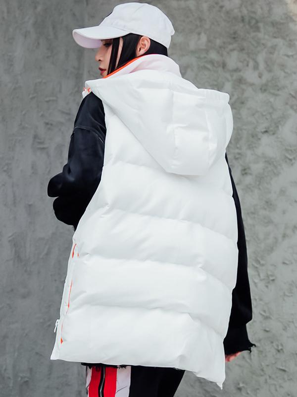 Loose Zipper Hooded Thickening Vest