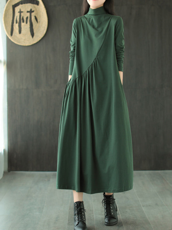 Women Loose Solid Color Casual Dress