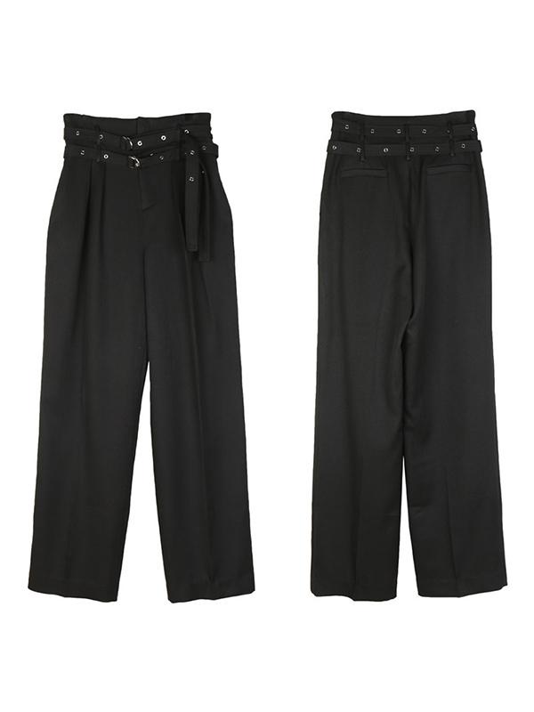 Casual Belted Mop-floor Wide Leg Pants