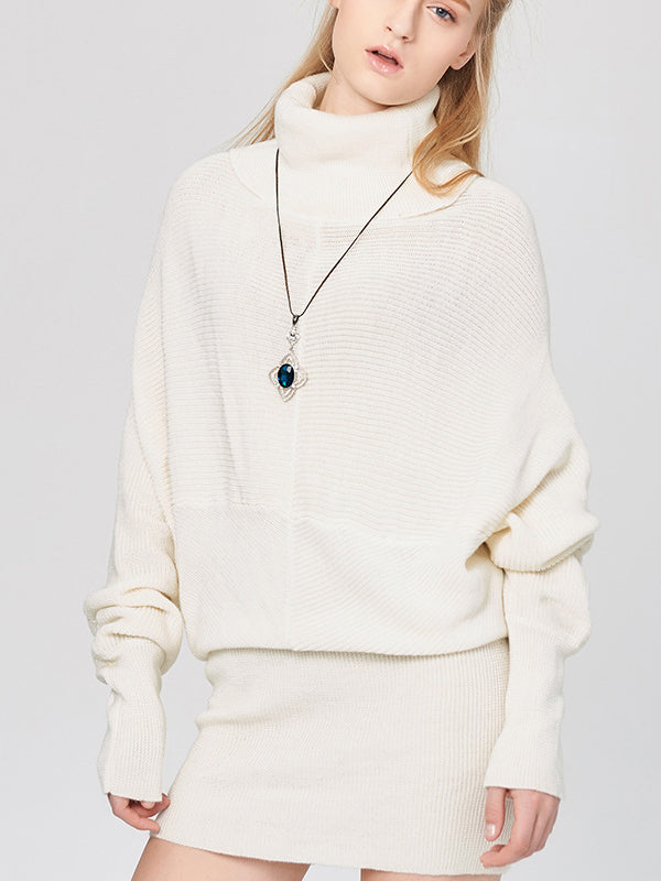 Loose Solid Color Knitted Turtleneck Sweater