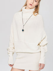 Loose Solid Color Knitted Turtleneck Sweater