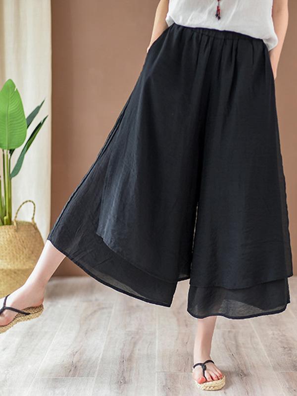 Vintage Solid Wide Leg Culotte