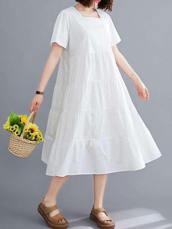 Original Solid Round-Neck Dress