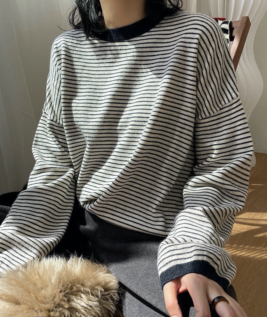 Retro Loose Striped Knitted Sweater