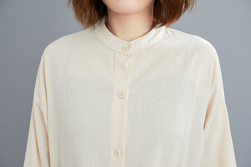 Simple Solid Color Over The Knee Long Casual Shirt Outwear