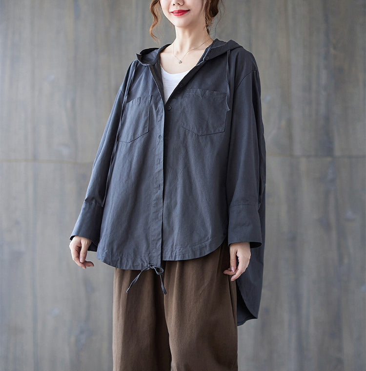 Loose Irregular Hooded Cardigan Outwear