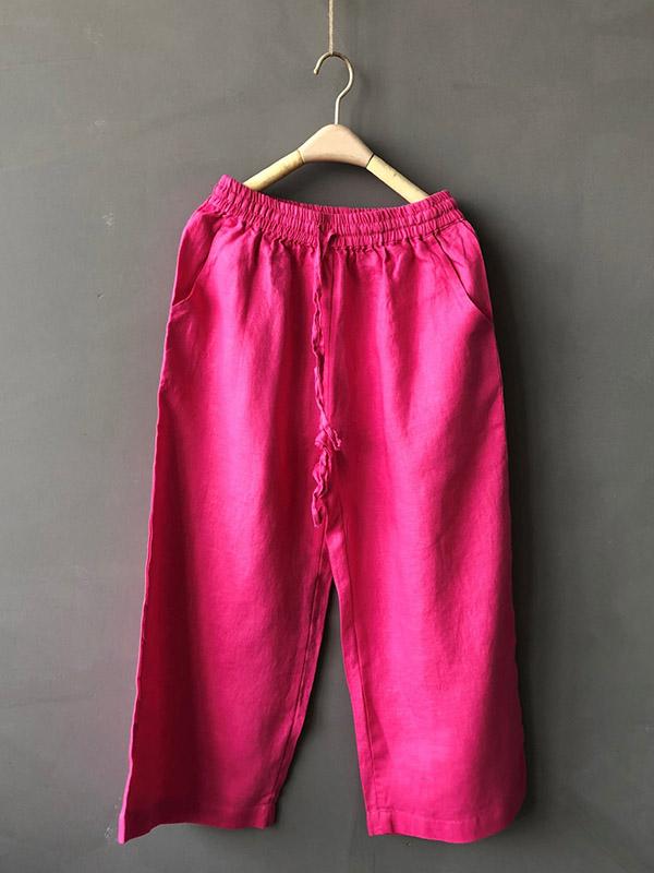 Casual Wide-leg Linen Pants