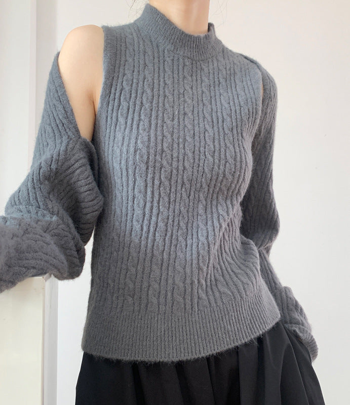 Retro Two-Piece Knitted Round Neck Sleeveless Vest