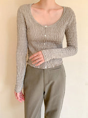 Women Round Neck Solid Color Loose Sweater