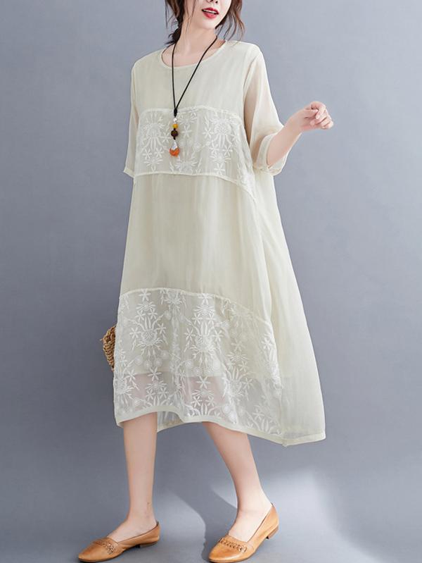 Original Split-Joint Hollow Lace Dress