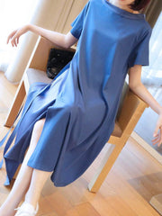 Casual Solid Cropped Comfortable Long Dress