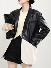 Contrasting Color Long Sleeve Jacket