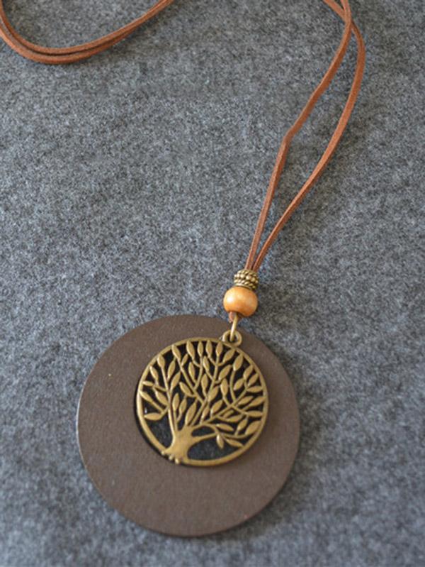 Simple Wood Tree Necklace