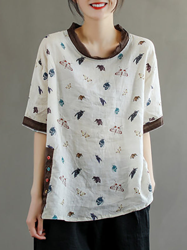 Casual Print Stitching T-Shirt