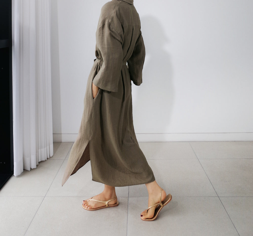 Loose Solid Color Shirt Dress