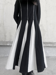 Retro Casual Black And White Dress