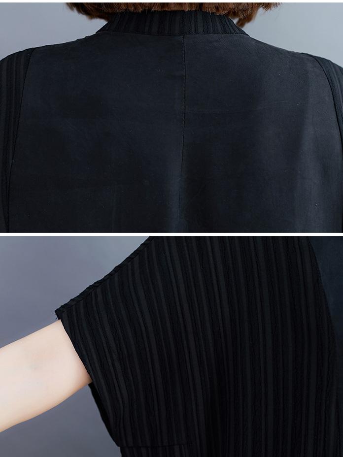 Loose Striped Split-Joint Midi-Dress