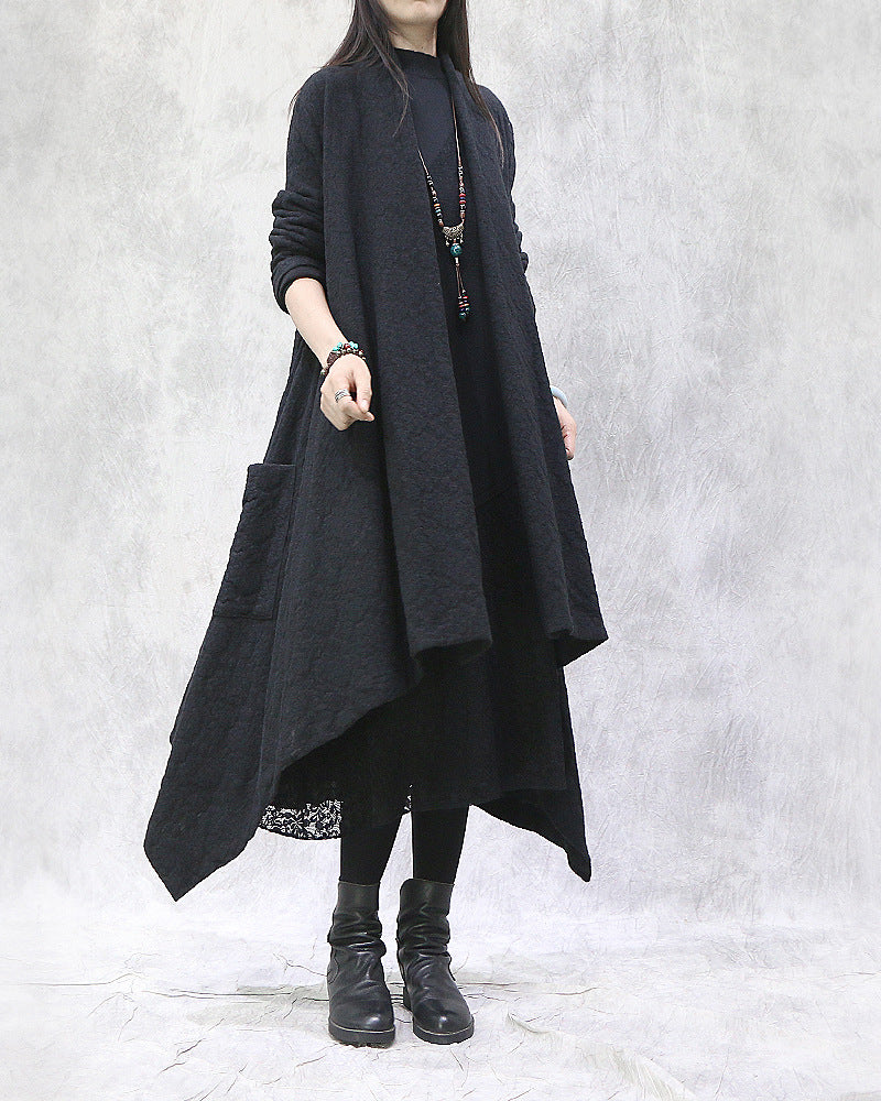 Loose Irregular Solid Color Long Cardigan