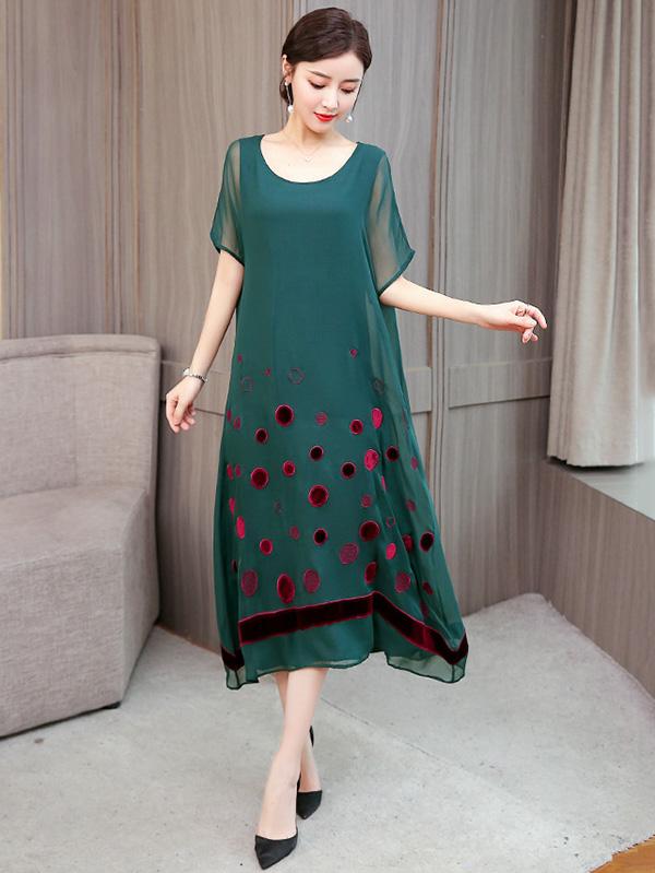 Retro Casual Light Embroidered Long Dress