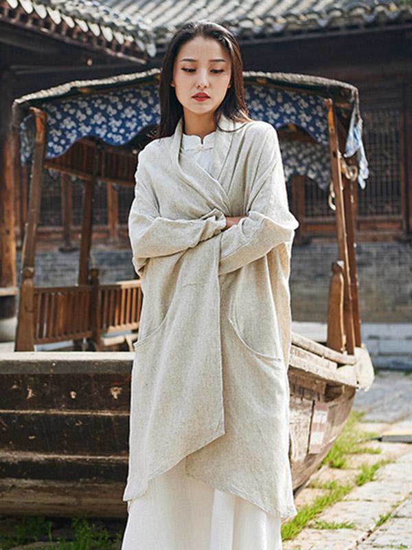 Retro Linen Cotton Long Cover-up