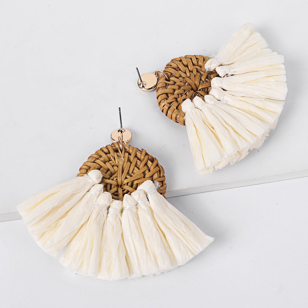 Bohemian Rattan Tassel Earrings