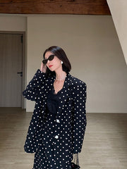 Polka Dot Long Sleeve Short Suit Outwear