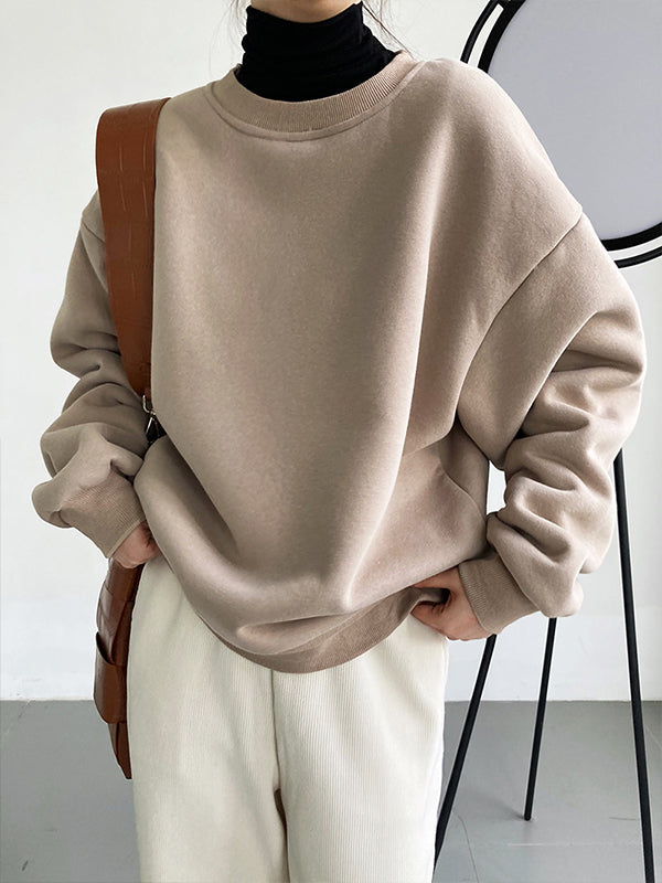 Casual Simple Cashmere Solid Color Hoodie