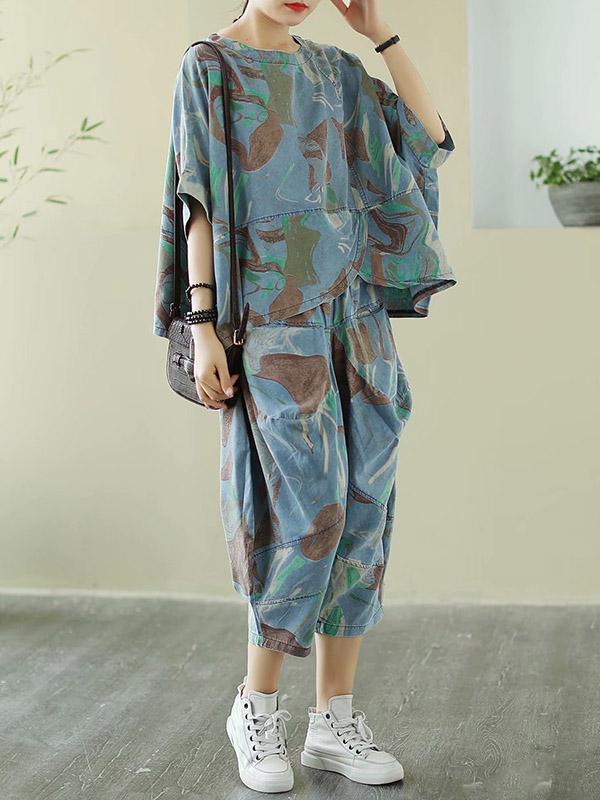 Artistic Retro Denim Two Pieces Suits