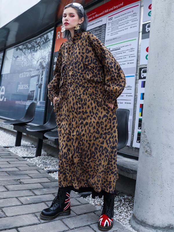 Casual Leopard Print Long Outwear