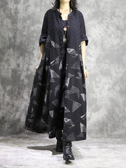 Original Geometry Printed Split-joint Maxi Dress