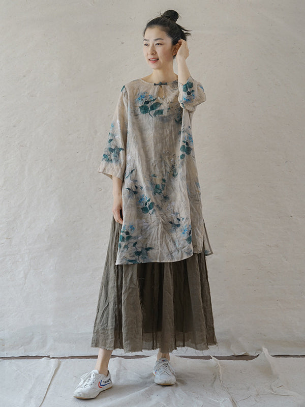 Original Half Sleeves Printed Long Blouse