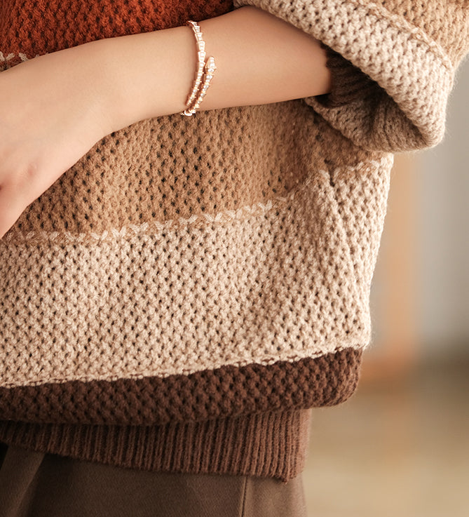 Loose Striped Round Neck Sweater