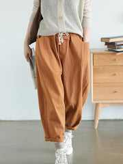 Casual Solid Drawstring Harem Pants