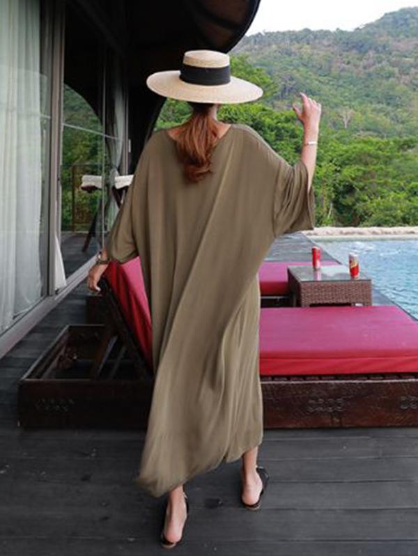 Loose Soft Batwing Sleeve Long Dress