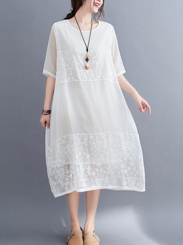 Original Split-Joint Hollow Lace Dress