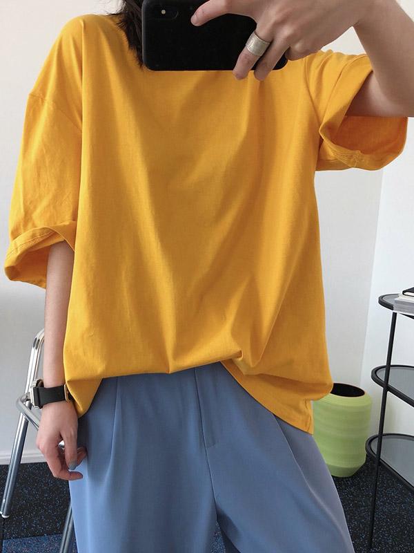 Loose Simple Solid Color T-Shirts