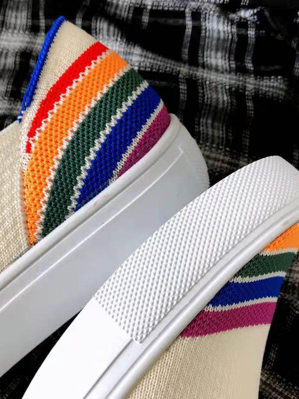 Rainbow Striped Print Casual Flat Shoes