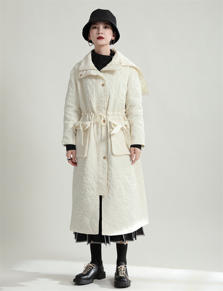 Loose Drawstring Hooded Cotton Coat