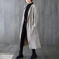 Mid-Length Hooded Knitted Sweater Outwear