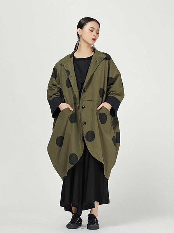 Retro Polka Dot Cloak Irregular Outwear