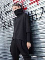 Black High-Low Turtleneck T-Shirt