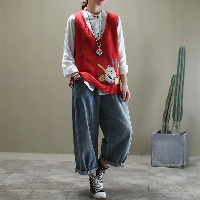 V-Neck Loose Sweater Vest