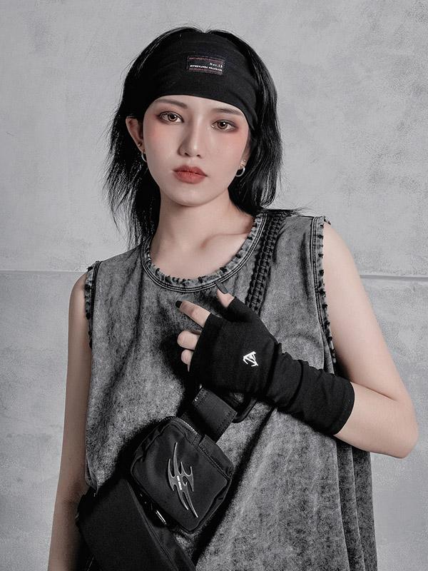 Punk Solid Round Neck Sleeveless Vest