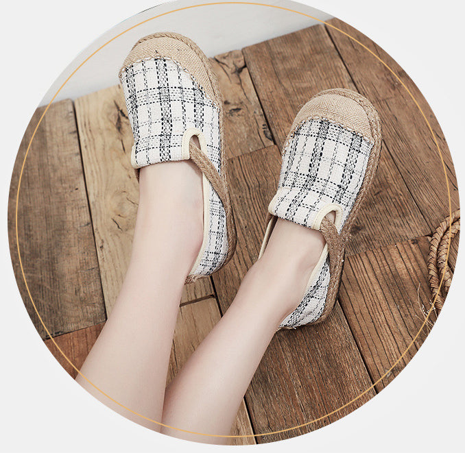 Plaid Retro Ethnic Big Toe Shoes