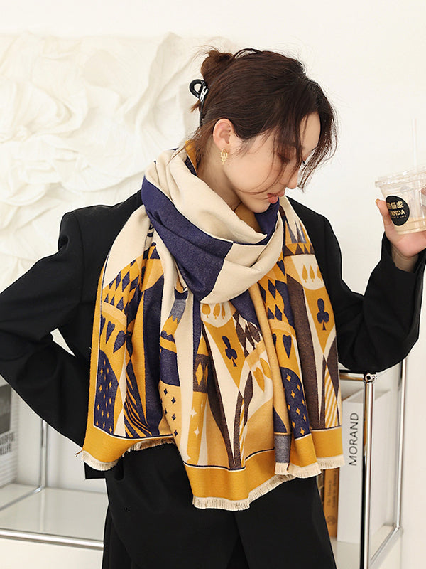 Retro Printed Reversible Warmer Scarf&Shawls