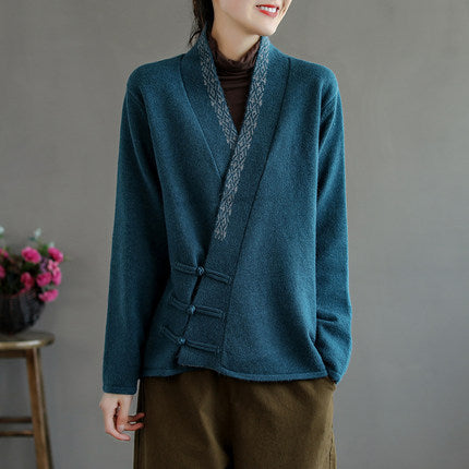 Buttoned Vintage Embroidered Cardigan Outwear