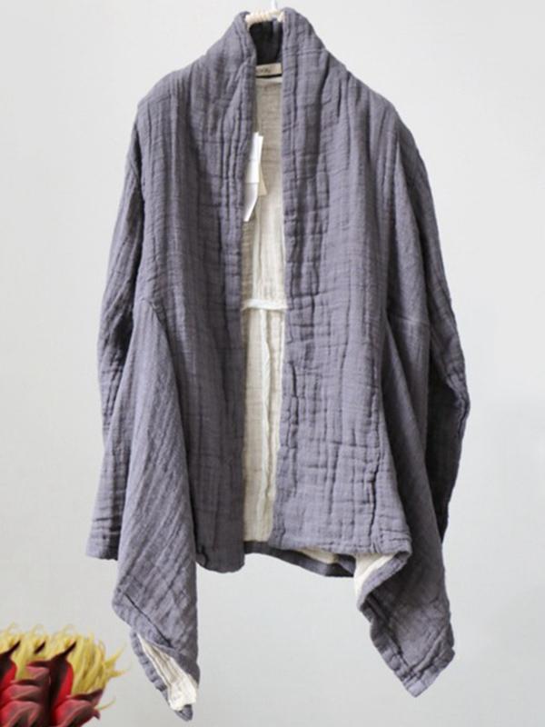 Casual Vintage Linen Outwear