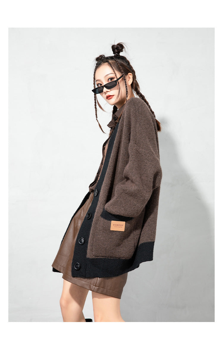 Urban Loose Solid Color Knitted Outwear