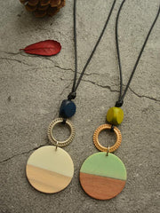 Simple Resin Round Ring Color-Block Necklace