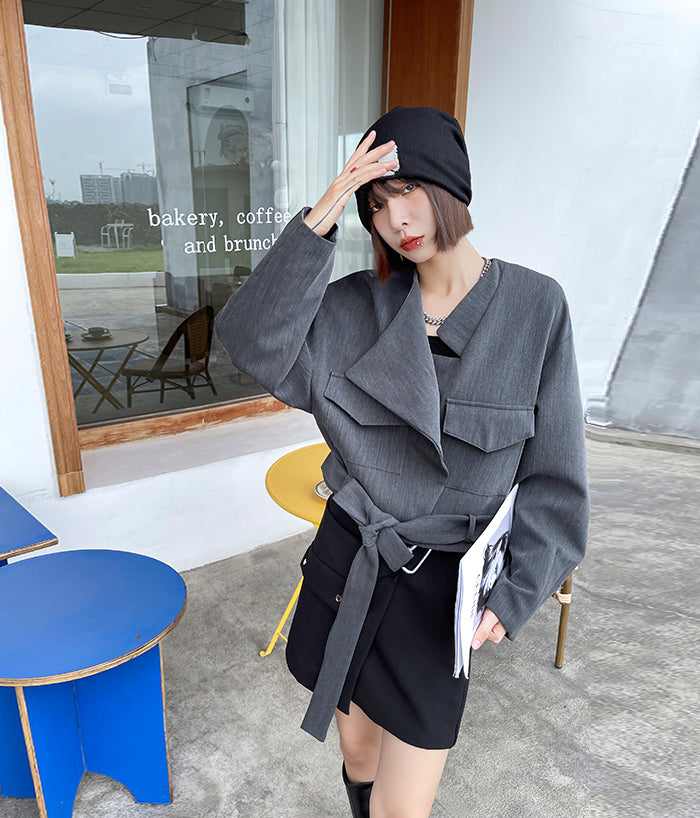 Long Sleeve Retro Short Suit Outwear